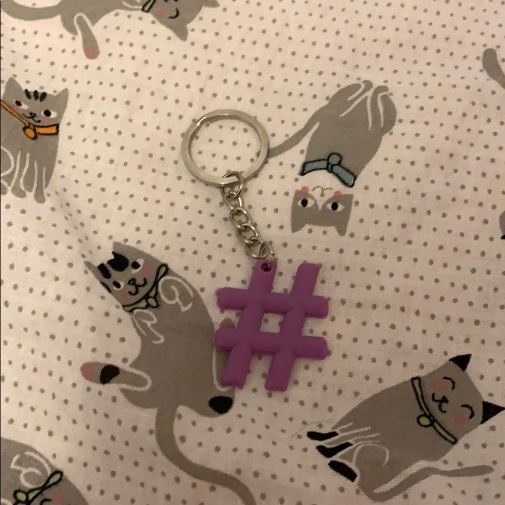 Purple hashtag keychain